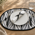 Set de table Fleur Obscura fait main – motif graphique noir et blanc
