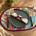 Set de table Floral Fusion fait main – motif bohème multicolore