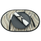 Set de table Noir Absolu – face nappe cirée motif géométrique